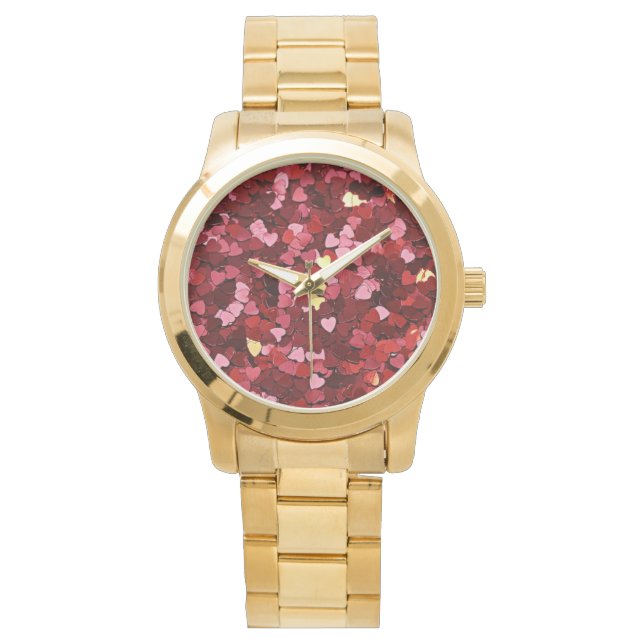 glitter hart horloge (Voorkant)
