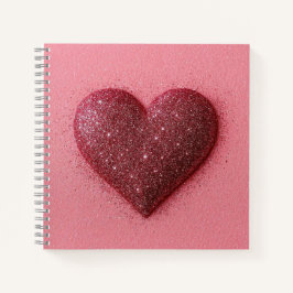 Glitter hart notitieboek. notitieboek