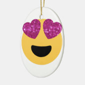 glitter hart oog emoji keramisch ornament (Links)
