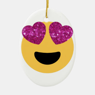 glitter hart oog emoji keramisch ornament