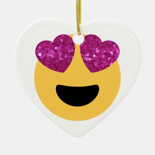 glitter hart oog emoji keramisch ornament (Voorkant)