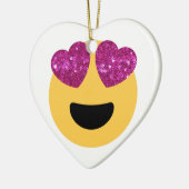 glitter hart oog emoji keramisch ornament (Links)