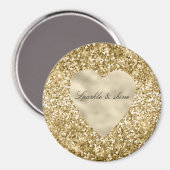 Glitter Hart van Goud Persoonlijk Magneet (Voorkant / Achterkant)