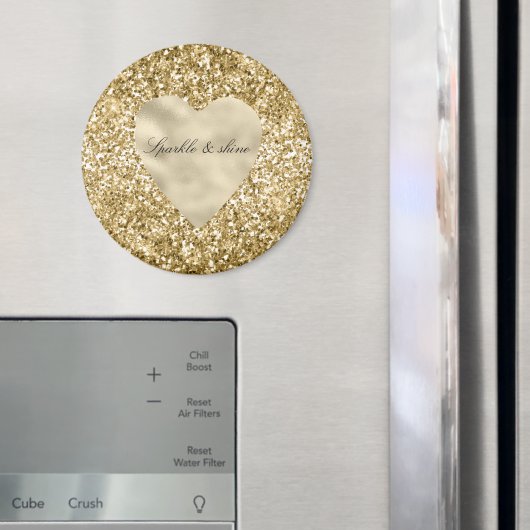 Glitter Hart van Goud Persoonlijk Magneet (Insitu (Koelkast))