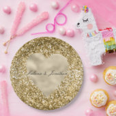 Glitter Hart van Goud Persoonlijk Papieren Bordje (Feest)