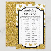 Glitter hart Verjaardag deze of gene spel (Voorkant / Achterkant)