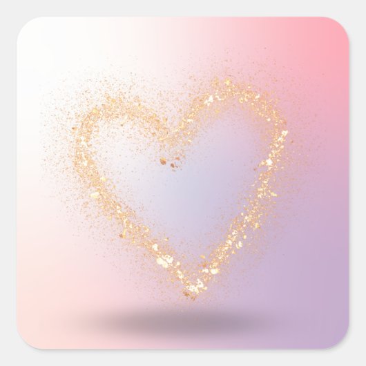 Glitter Hart Vierkante Sticker (Voorkant)