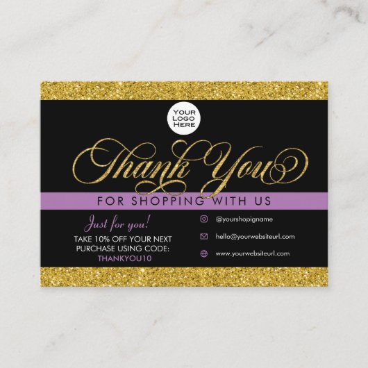 Glitter - Hartelijk dank - Creditcard klantenpakke Visitekaartje (Voorkant)