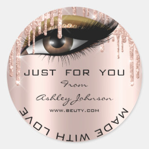 Glitter Hartelijk dank Eyelash Roos Gold met liefd Ronde Sticker