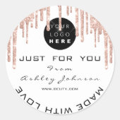 Glitter Hartelijk dank Logo Drijft wit met liefdes Ronde Sticker (Voorkant)