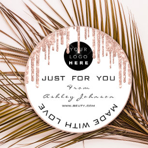 Glitter Hartelijk dank Logo Drijft wit met liefdes Ronde Sticker