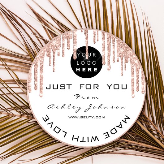 Glitter Hartelijk dank Logo Drijft wit met liefdes Ronde Sticker