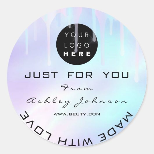 Glitter - Hartelijk dank Logo Holograaf gemaakt me Ronde Sticker (Voorkant)