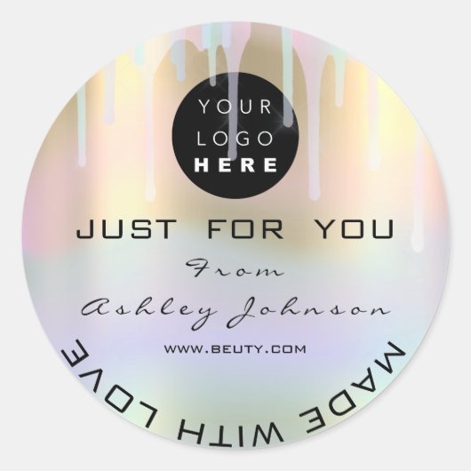 Glitter - Hartelijk dank - Logo Holograaf gemaakt Ronde Sticker (Voorkant)