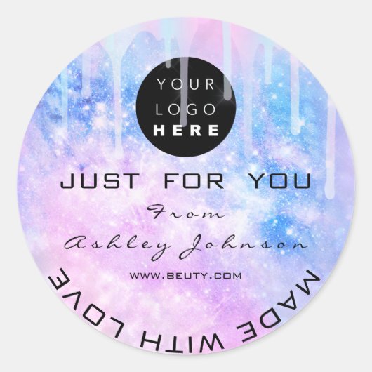 Glitter Hartelijk dank Logo Holograaf maakt roze l Ronde Sticker (Voorkant)