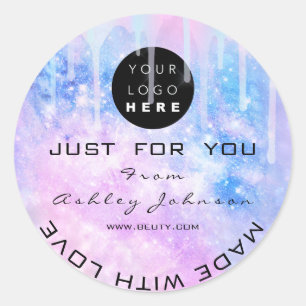 Glitter Hartelijk dank Logo Holograaf maakt roze l Ronde Sticker