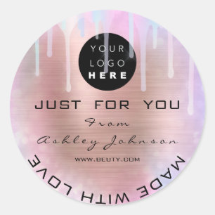 Glitter Hartelijk dank Logo Holograaf Made Roos Lo Ronde Sticker