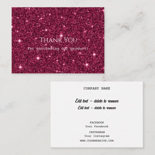 Glitter Hartelijk dank Notitiekaartje (Voorkant / Achterkant)