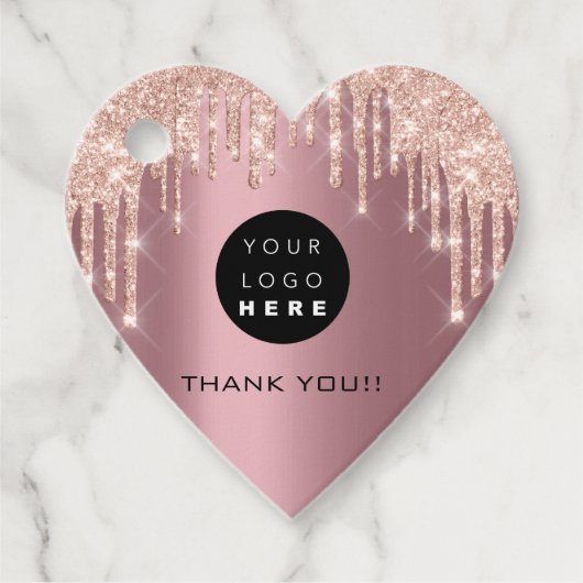 Glitter Hartelijk dank Rozen Naam Roze Bedankjes Labels (Voorkant)