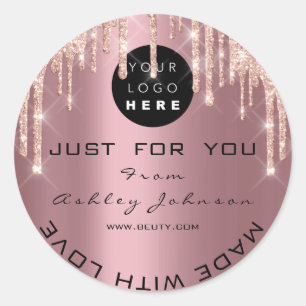 Glitter - Hartelijk dank voor Logo druppels gemaak Ronde Sticker