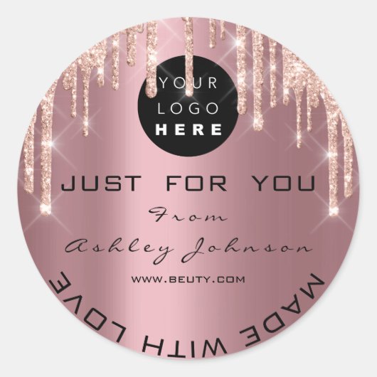 Glitter - Hartelijk dank voor Logo druppels gemaak Ronde Sticker (Voorkant)