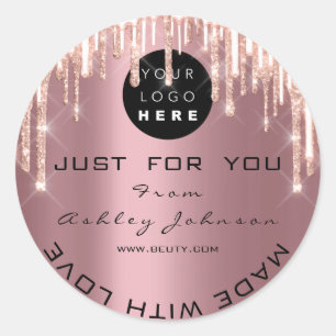 Glitter Hartelijk dank voor Logo druppels gemaakt  Ronde Sticker