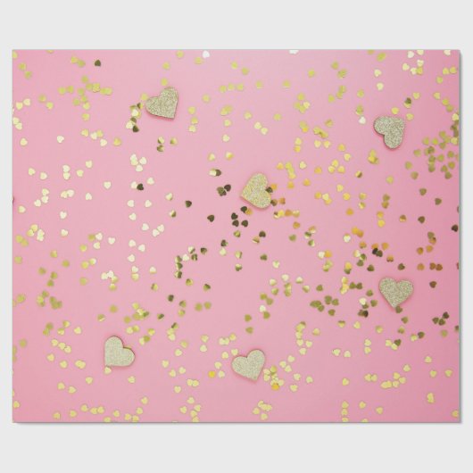 Glitter & harten cadeaupapier (Vlak)