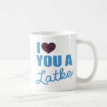 Glitter harten en Latkes Koffiemok<br><div class="desc">Glitter Hearts en Latkes Coffee-Mok - Een geweldig cadeau voor Hanukkah. Een mok met het woord spel "Ik hou van je als een Latke" en glitter harten om tegen dat speciale iemand te zeggen die je van hen houdt. Happy Hanukkah!</div>