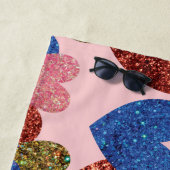 Glitter Harten Modern Glam Pink Monogram Strandlaken (In situ)