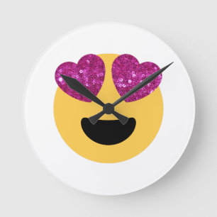 glitter hartoog emoji ronde klok