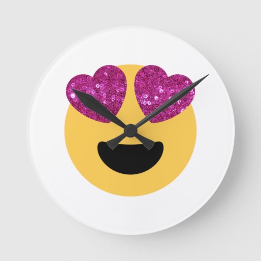 glitter hartoog emoji ronde klok (Voorkant)