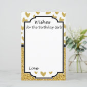 Glitter hartwens voor verjaardagsmeisjes (Staand voorkant)