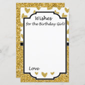 Glitter hartwens voor verjaardagsmeisjes (Voorkant / Achterkant)