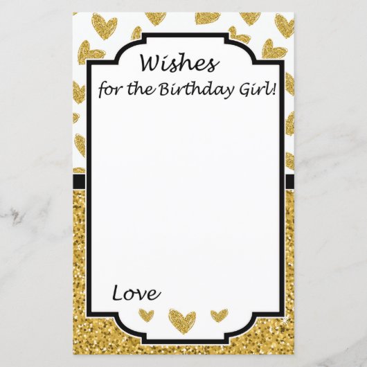 Glitter hartwens voor verjaardagsmeisjes (Voorkant)