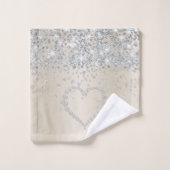 Glitter Heart en diamanten op een gladde blush Bad Handdoek (Wasdoekje)