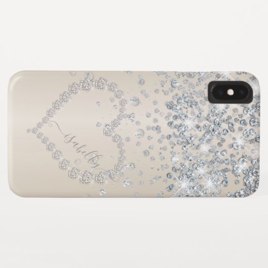 Glitter Heart en diamanten op een gladde blush Case-Mate iPhone Case (Achterkant (horizontaal))