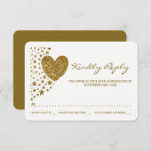 Glitter Heart en Stars Wedding RSVP (Voorkant / Achterkant)