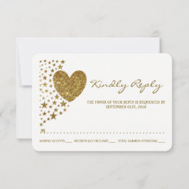 Glitter Heart en Stars Wedding RSVP