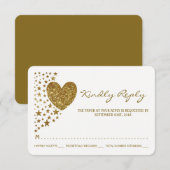Glitter Heart en Stars Wedding RSVP Kaartje (Voorkant / Achterkant)