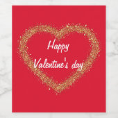 Glitter Heart Happy Valentijnsdag Wijn Etiket (Enkel label)