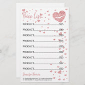 Glitter Heart Lip Lipstick Makeup prijslijsten Briefpapier (Voorkant / Achterkant)