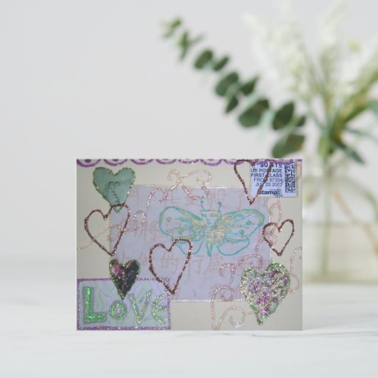 Glitter Heart Love collage Briefkaart (Staand voorkant)