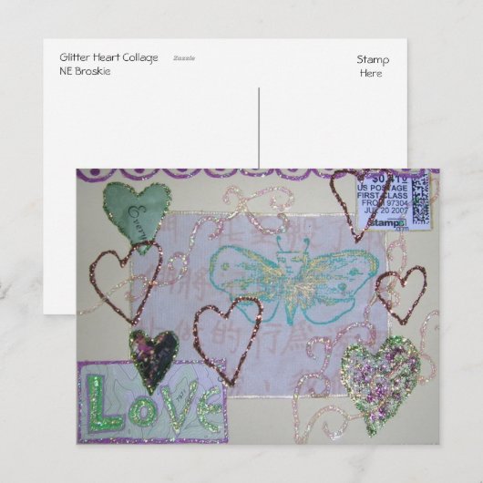 Glitter Heart Love collage Briefkaart (Voorkant / Achterkant)