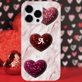 Glitter Heart Monogram Case-Mate iPhone 14 Pro Max Hoesje