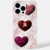Glitter Heart Monogram Case-Mate iPhone Case (Achterkant)