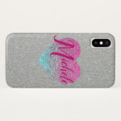 Glitter Heart Monogrammed Case-Mate iPhone Case (Achterkant (horizontaal))