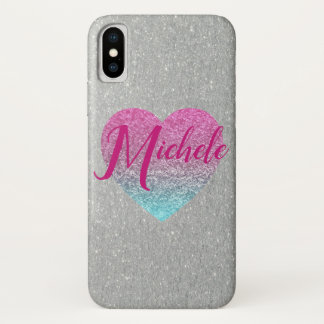 Glitter Heart Monogrammed Case-Mate iPhone Case
