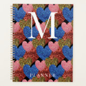 Glitter Hearts Modern Glam Monogram Planner (Voorkant)