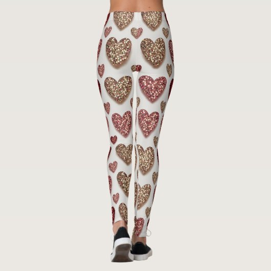 Glitter Hearts Pattern – Sparkling Romantic Love Leggings (Achterkant)