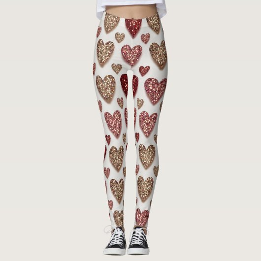 Glitter Hearts Pattern – Sparkling Romantic Love  Leggings (Voorkant)